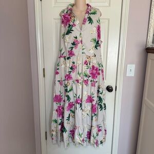 Women's Vineyard Vines Kentucky Derby tiered maxi floral dress Size 24 Plus Size